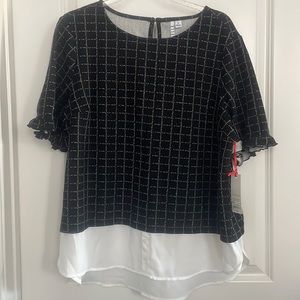 NWT Elle Tweed and Chiffon Blouse